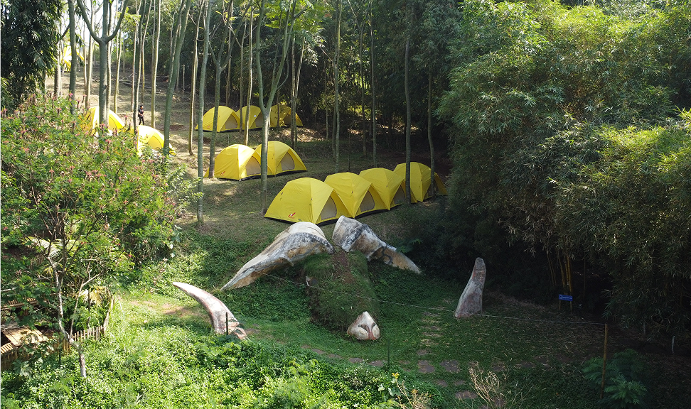 Tanah berbentuk kepala kambing di area camping